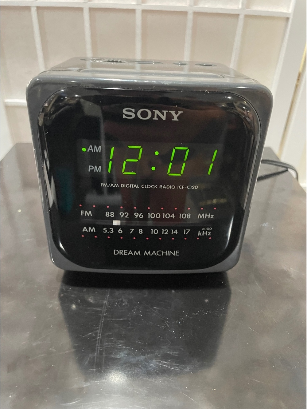 Vintage Black SONY ICF-C120 Dream Machine Alarm Clock - Tested Working